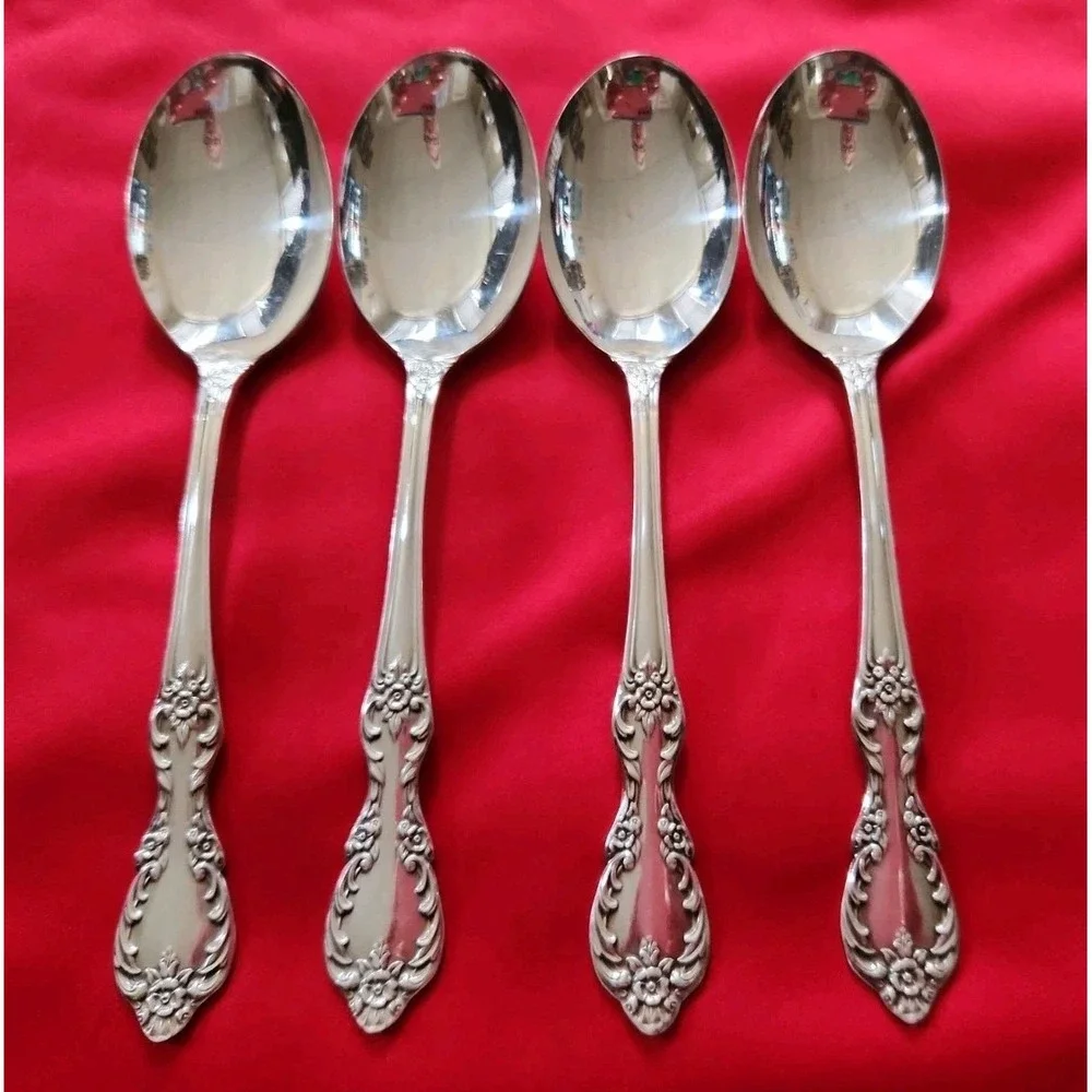 Wm Rogers Grand Elegance International Silver 1959 Soup Spoons Flatware Lot of 4